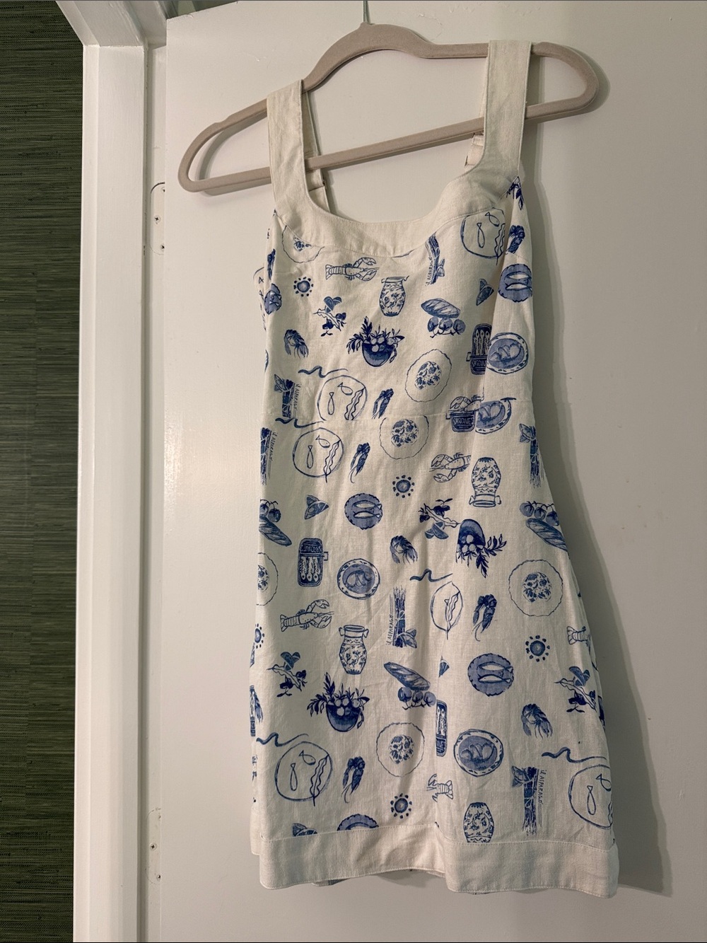 Abercrombie & Fitch White Mini Dress with Blue Print